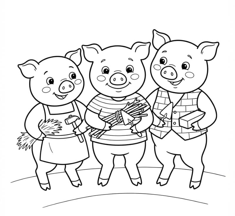 Tiga Babi Kecil Berdiri Bersama