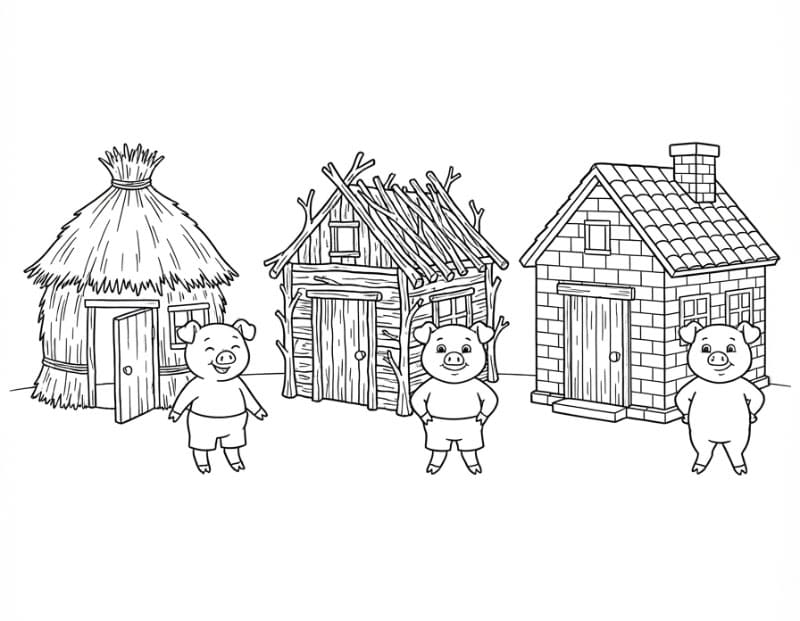 Tiga Babi Kecil dengan Tiga Rumah