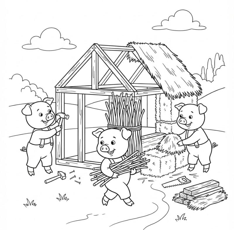 Tiga Babi Kecil Membangun Rumah
