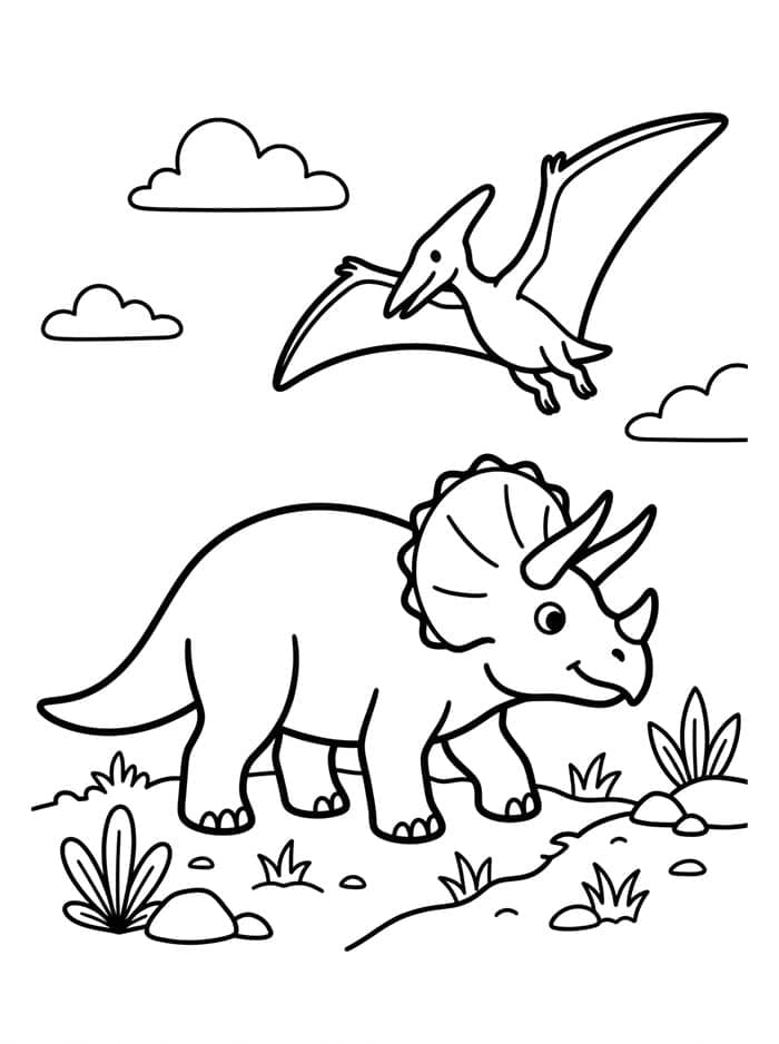 Triceratops dan pterodactyl