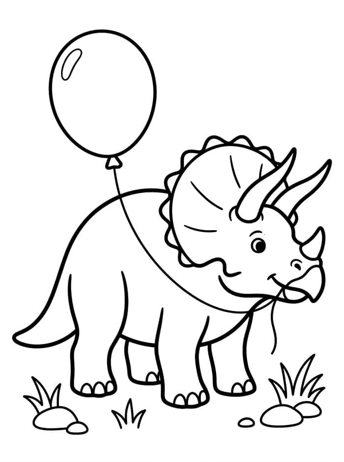 Triceratops dengan Balon