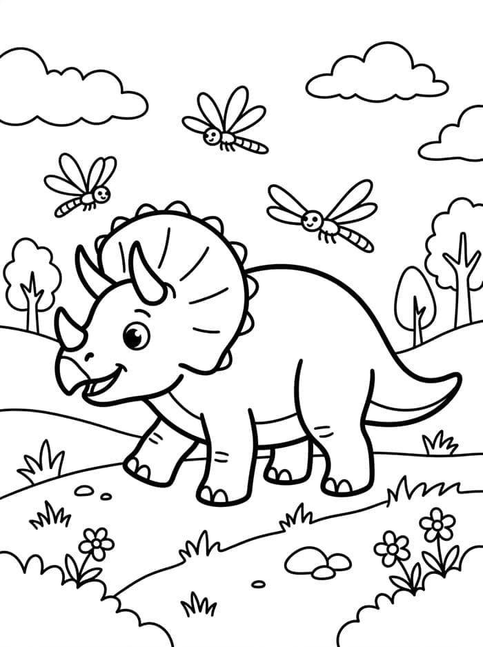 Triceratops dengan Capung