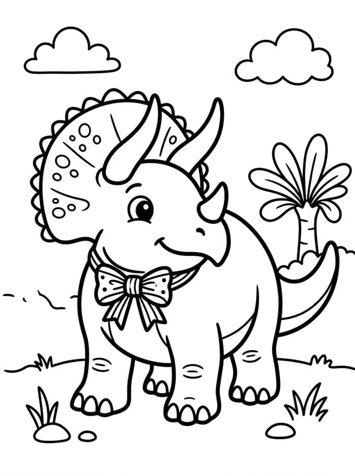 Triceratops dengan Dasi kupu-kupu