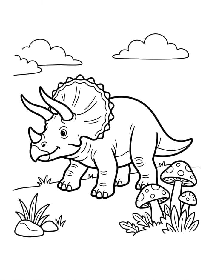 Triceratops dengan Jamur