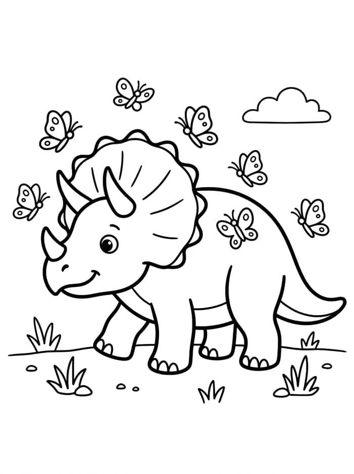 Triceratops dengan Kupu-kupu