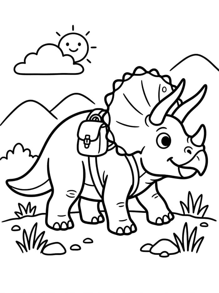 Triceratops dengan ransel kecil
