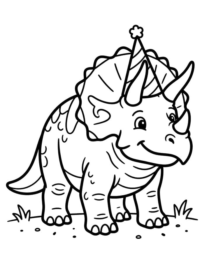 Triceratops dengan Topi Pesta