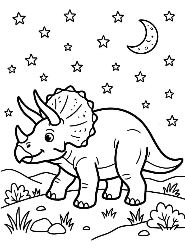 Triceratops di bawah bintang-bintang