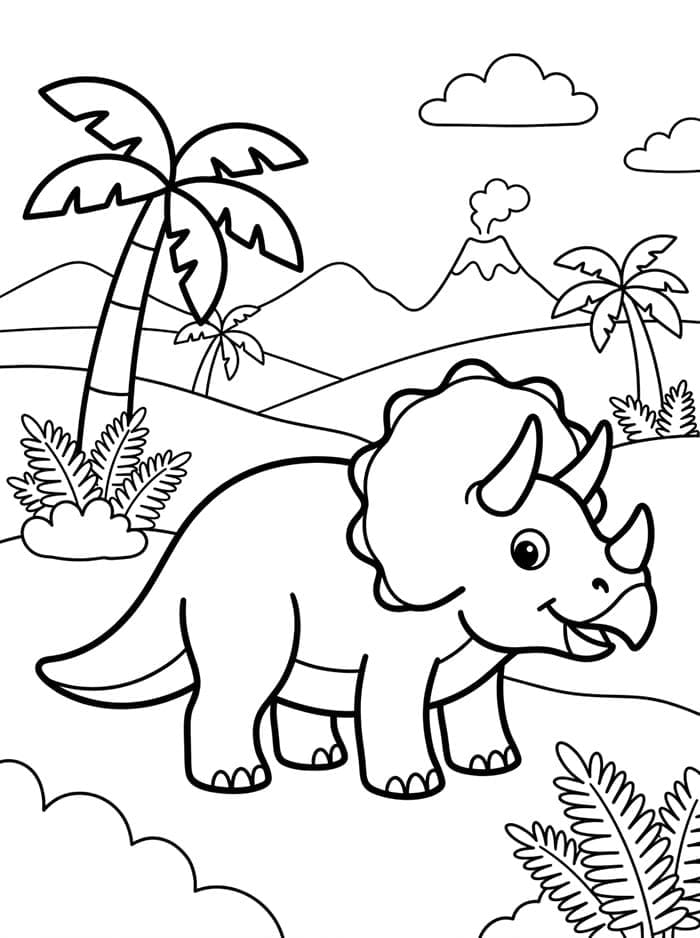 Triceratops di lembah prasejarah