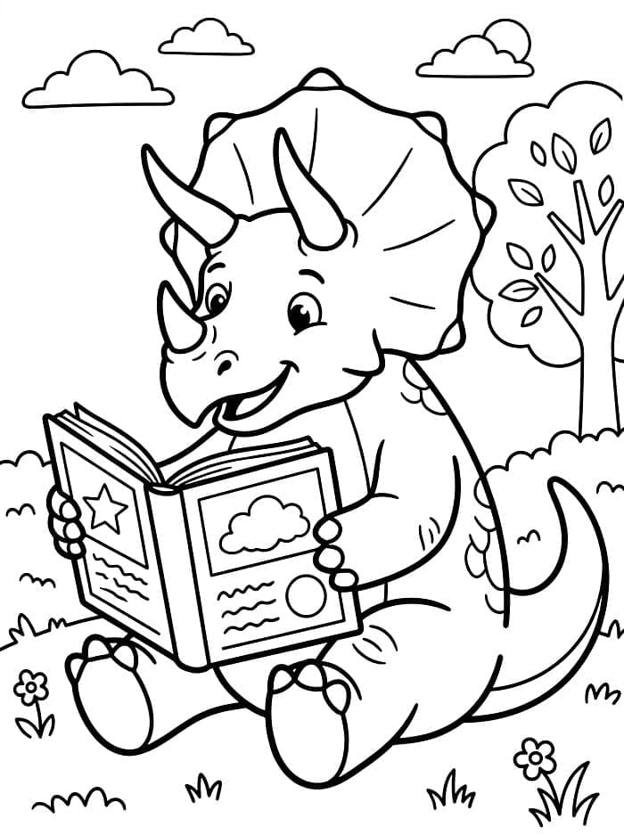Triceratops Membaca Buku