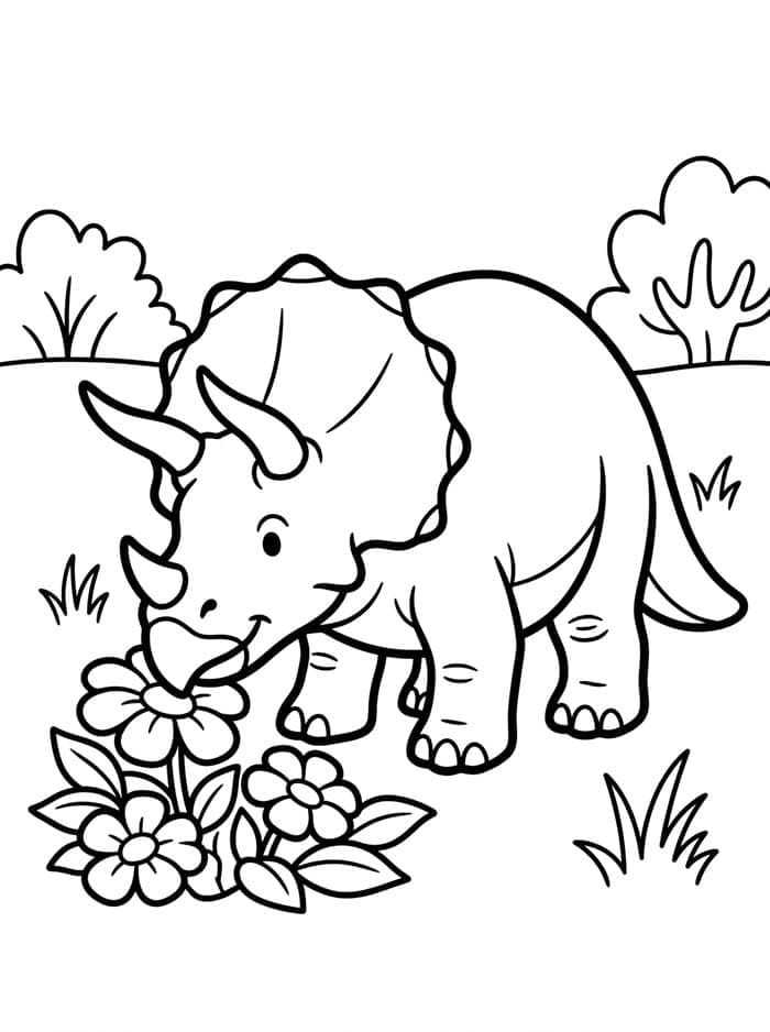 Triceratops Mengendus Bunga