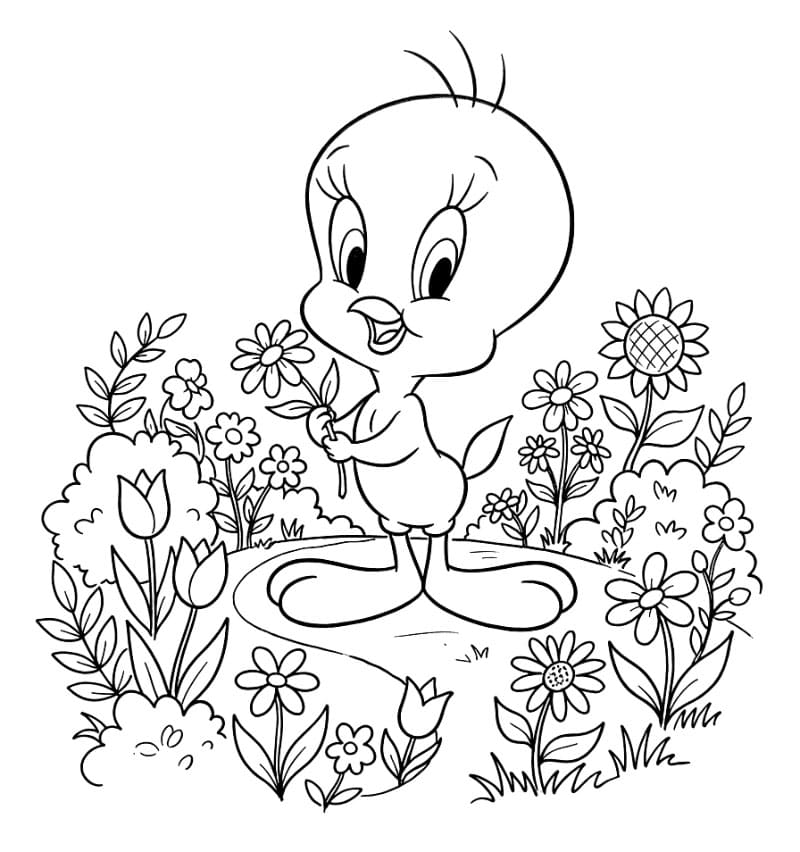 Tweety di taman bunga