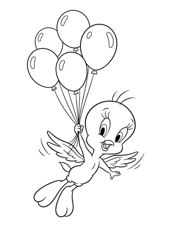 Tweety terbang dengan balon