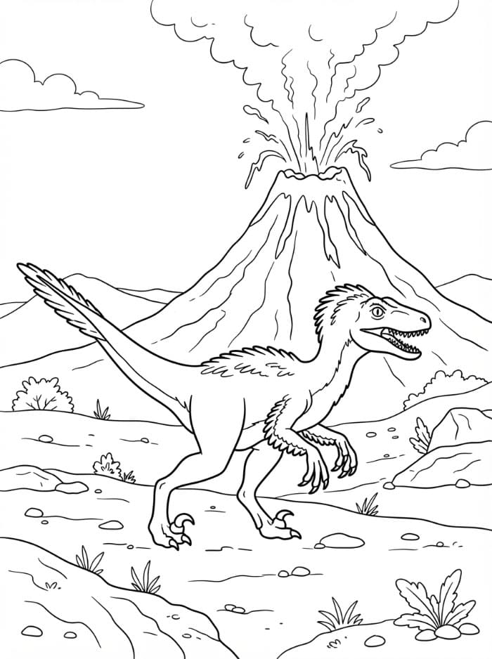 Velociraptor dan Gunung Berapi