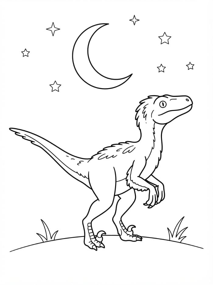Velociraptor di Bawah Sinar Bulan