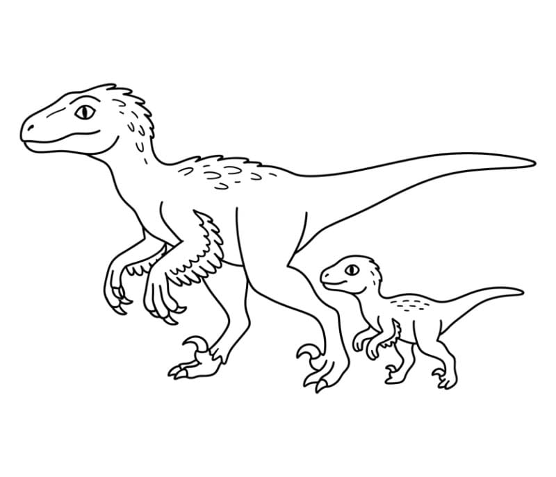 Velociraptor Induk dan Bayi