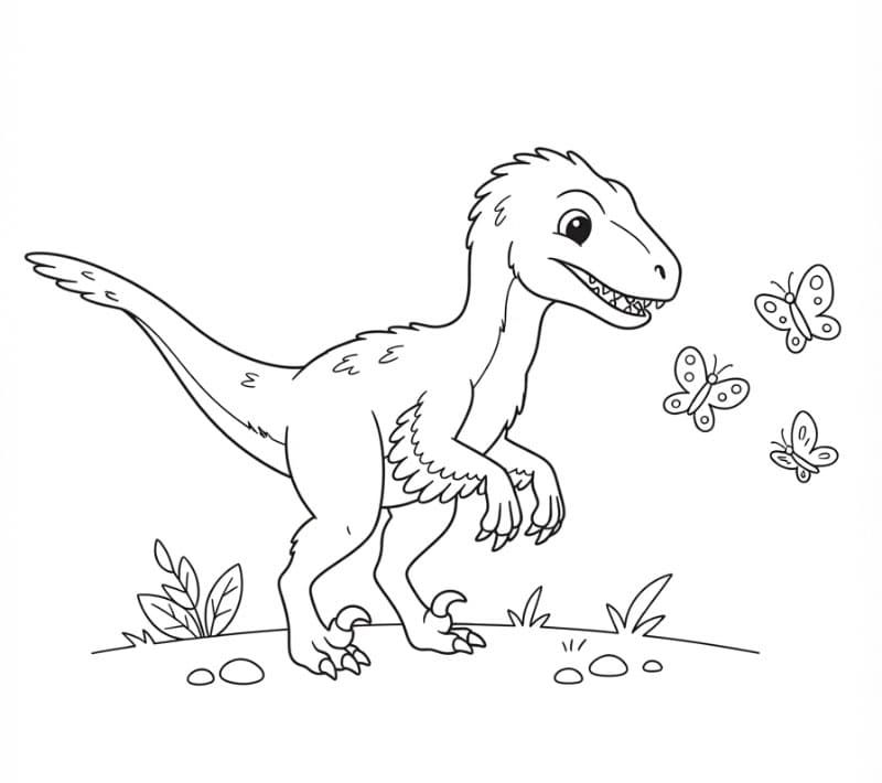 Velociraptor Melihat Kupu-kupu