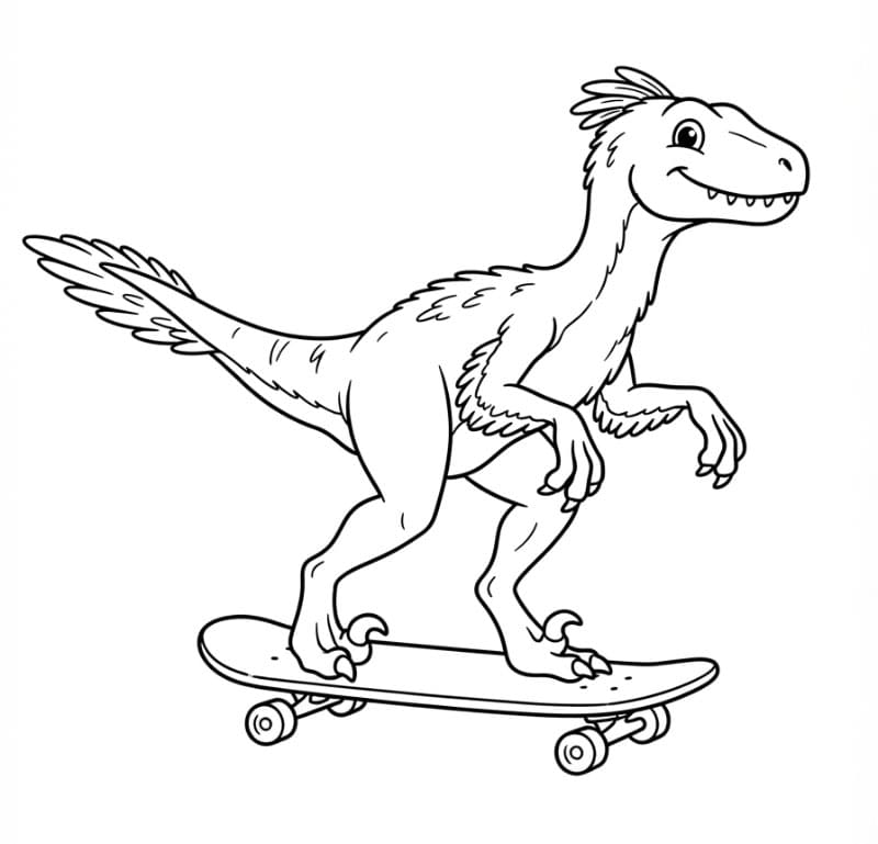 Velociraptor Mengendarai Skateboard