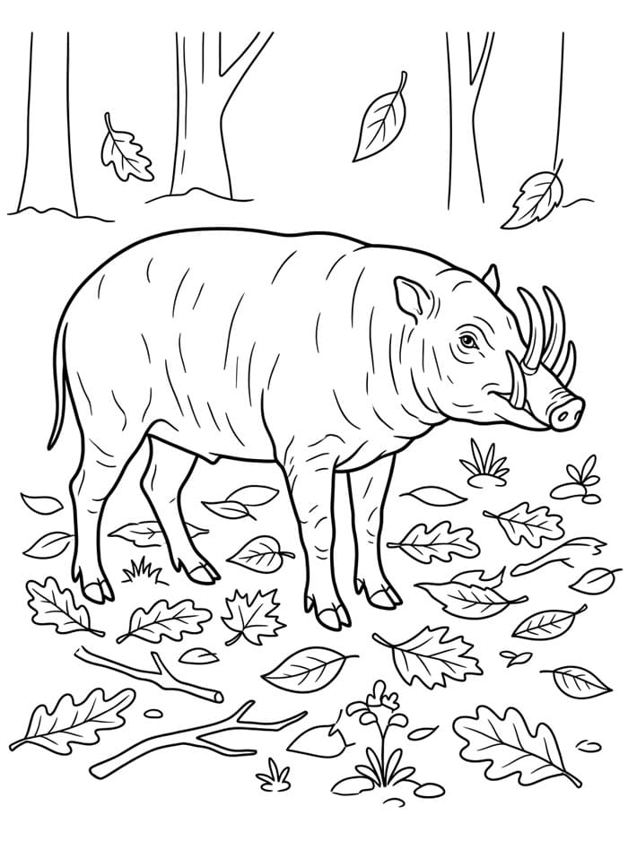 Babi Rusa dengan Daun Jatuh