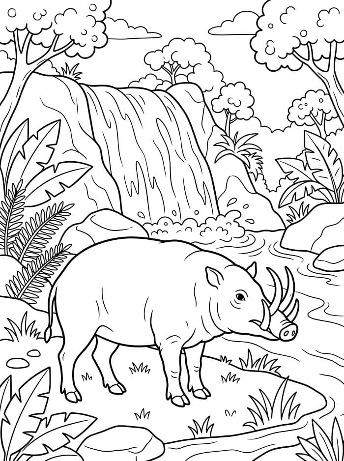 Babi Rusa di tepi Air Terjun