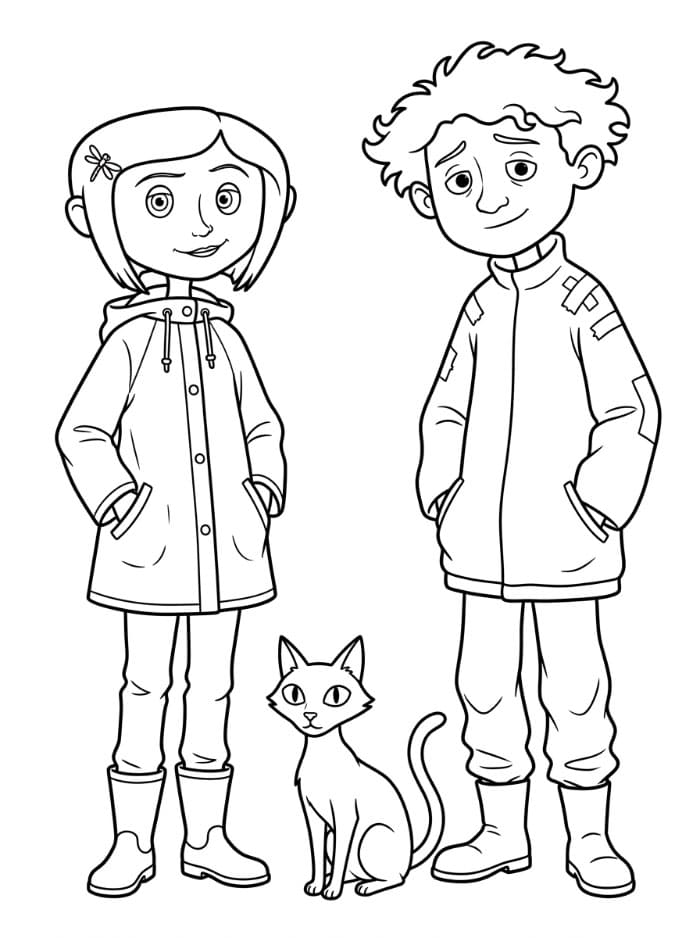 Coraline bersama Wybie Lovat dan Kucing Hitam