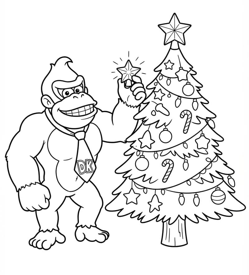 Donkey Kong dan pohon Natal