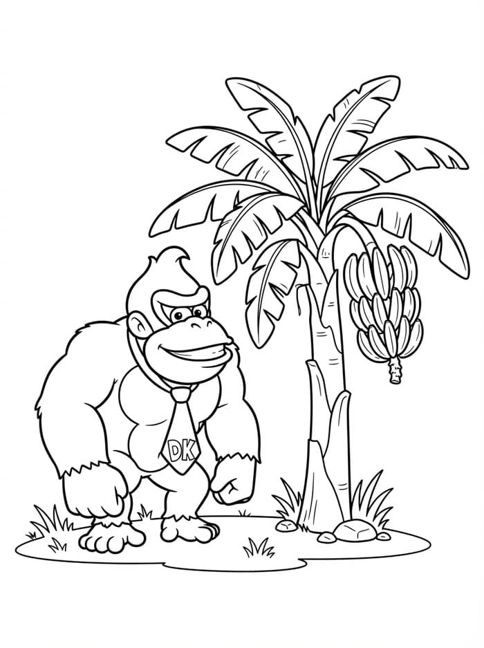 Donkey Kong di samping pohon pisang