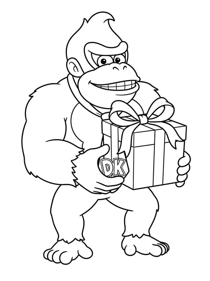 Donkey Kong memegang hadiah