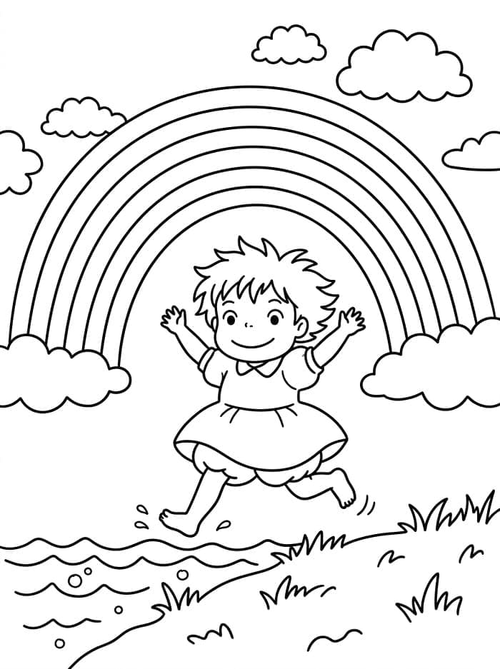 Ponyo dengan pelangi