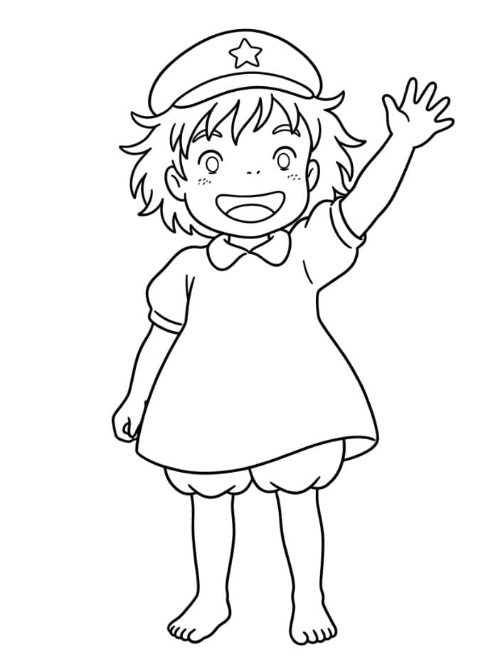 Ponyo melambaikan tangan