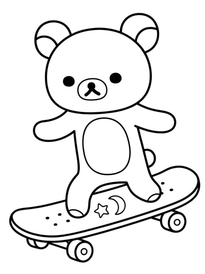 Rilakkuma di atas skateboard