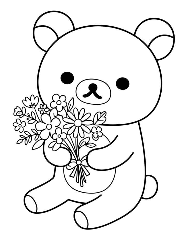 Rilakkuma memegang bunga