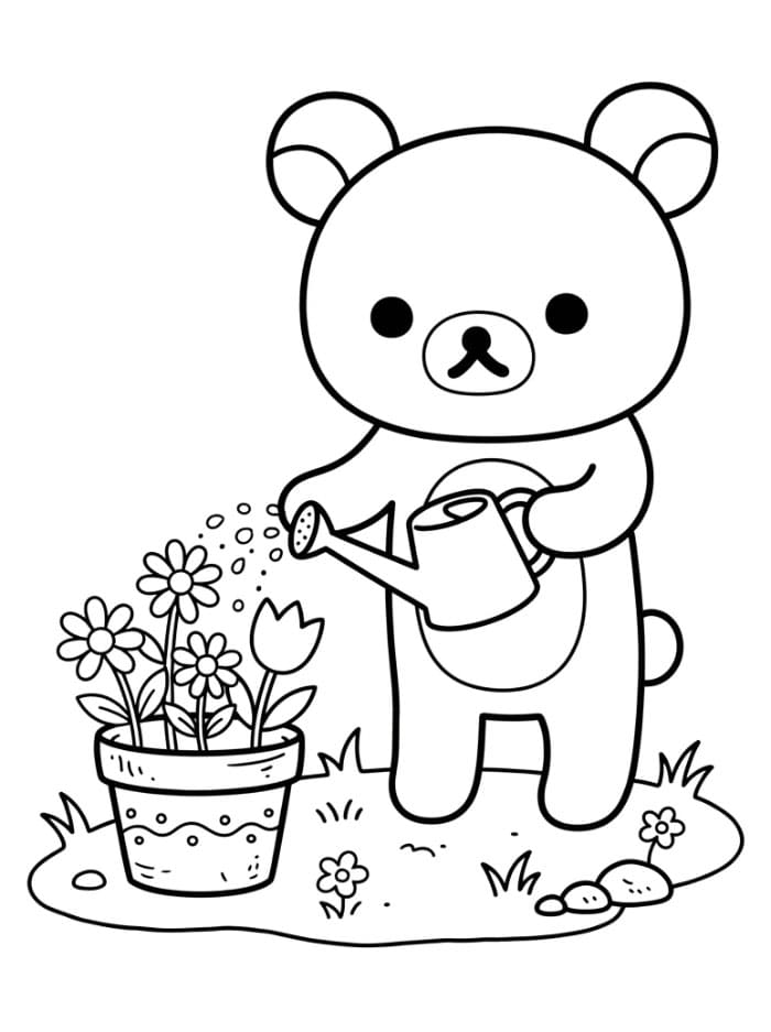 Rilakkuma menyiram bunga
